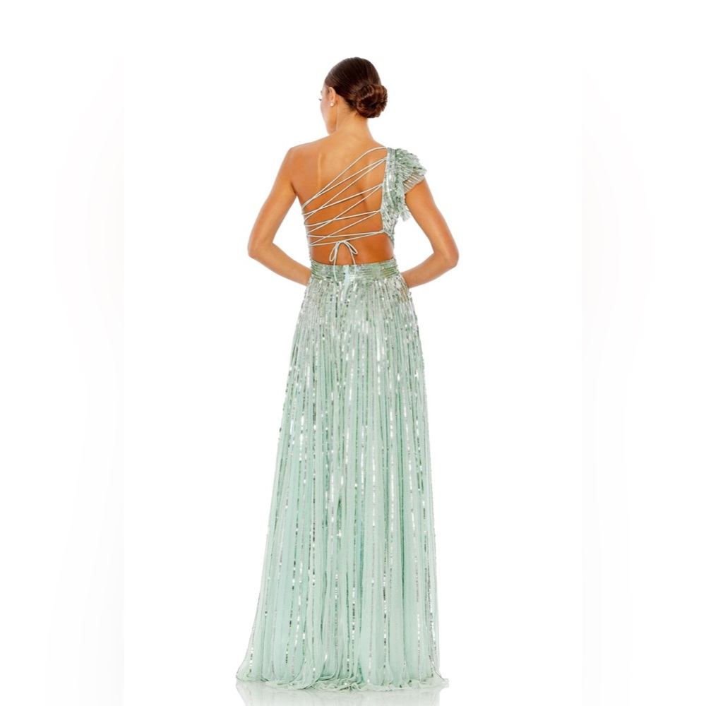 One shoulder flutter sleeve A-line gown - Picture 4 of 4